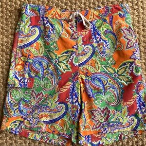 New: Polo Ralph Lauren Y2k Paisley Swim Trunks. Green Pony. Size Medium